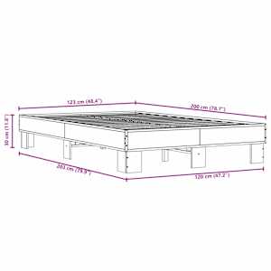 Rám postele hnědý dub 120 x 200 cm kompozitní dřevo a kov - obrázek 4