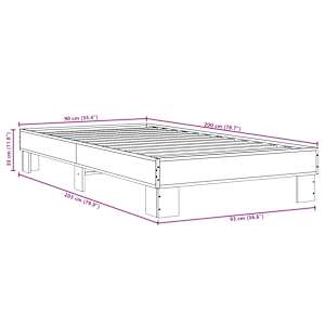 Rám postele šedý sonoma 90 x 200 cm kompozitní dřevo a kov - obrázek 9