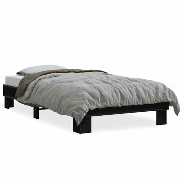 vidaXL voodiraam, must, 75 x 190 cm, tehispuit ja metall