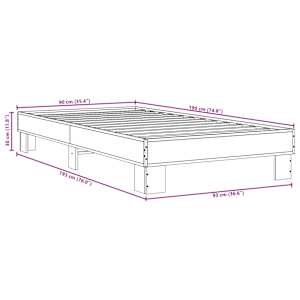Rám postele kouřový dub 90 x 190 cm kompozitní dřevo a kov - obrázek 9