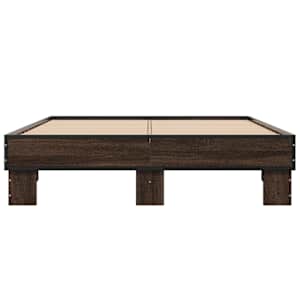 Rám postele hnědý dub 135 x 190 cm kompozitní dřevo a kov - obrázek 4