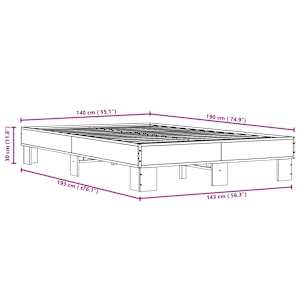 Rám postele kouřový dub 140 x 190 cm kompozitní dřevo a kov - obrázek 9