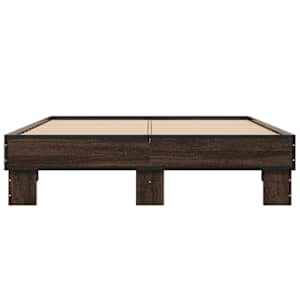 Rám postele hnědý dub 140 x 190 cm kompozitní dřevo a kov - obrázek 4