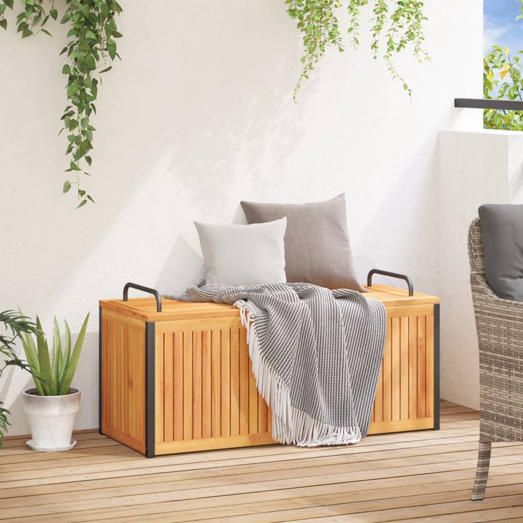 vidaXL Vonkajší box na vankúše 110x45x42/53 cm masívna akácia a oceľ