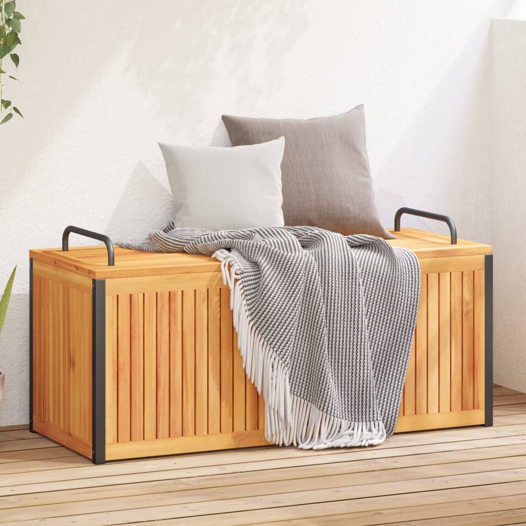 vidaXL Cutie perne de exterior 110x45x42/53cm lemn masiv acacia/oțel