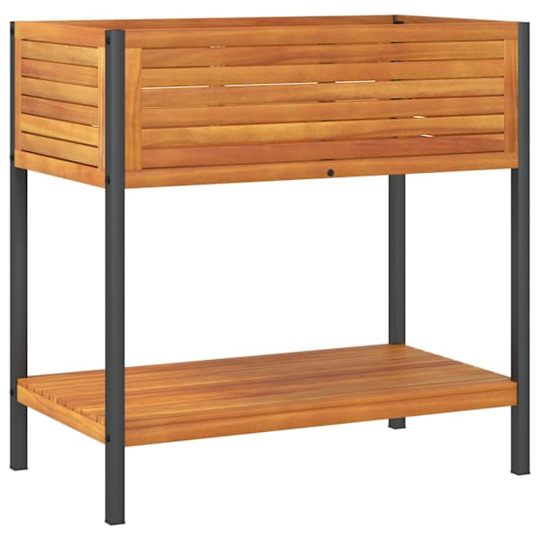 vidaXL riiuliga aia taimekast, 80 x 45 x 80 cm, akaatsiapuit ja teras