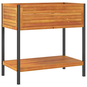 Zahradní truhlík s policí 80 x 45 x 80 cm masivní akácie a ocel - obrázek 2
