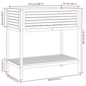 Zahradní truhlík s policí 80 x 45 x 80 cm masivní akácie a ocel - obrázek 9