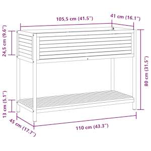 Zahradní truhlík s policí 110x45x80 cm masivní akácie a ocel - obrázek 9