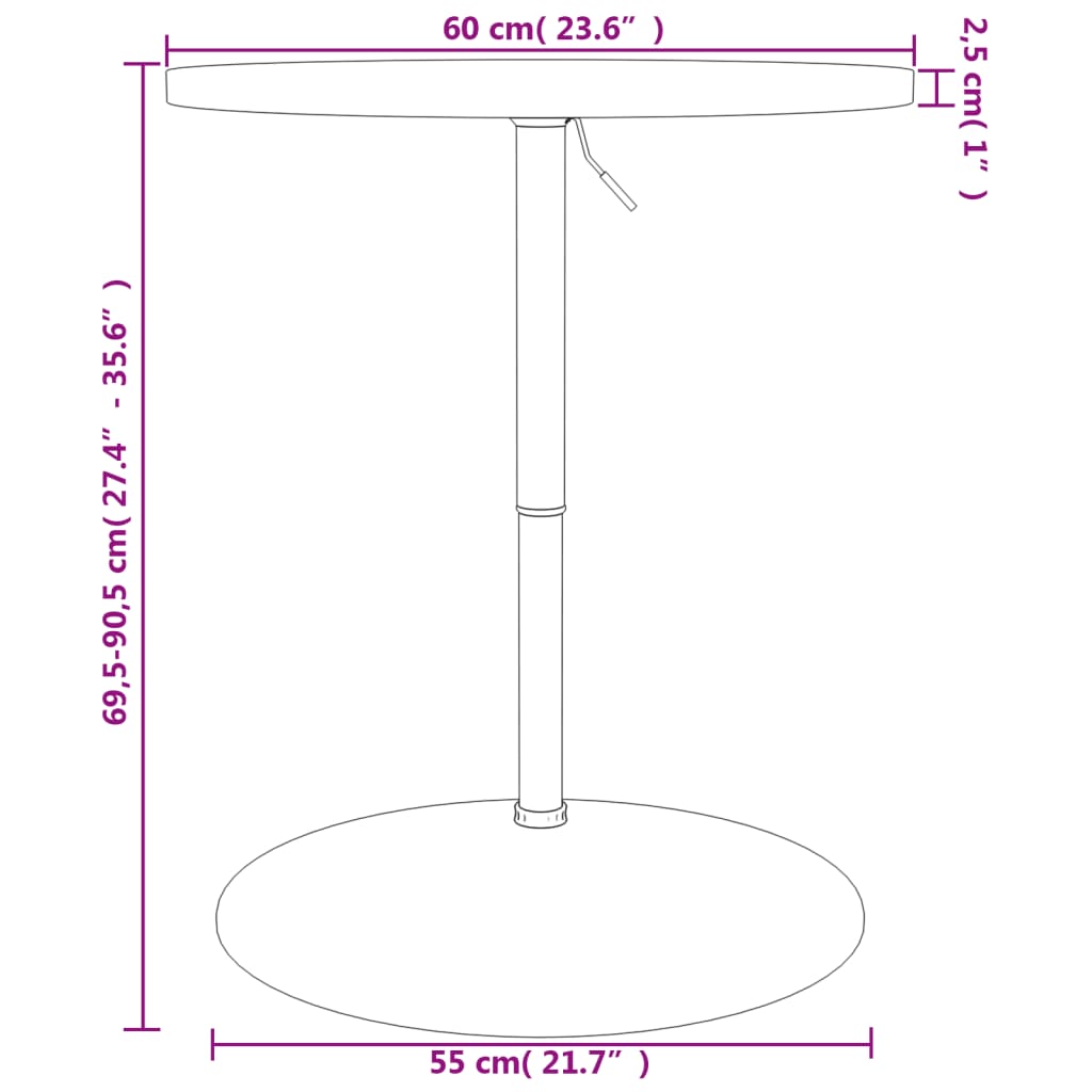 Stolik barowy chrom/buk 60x69,5-90,5 cm