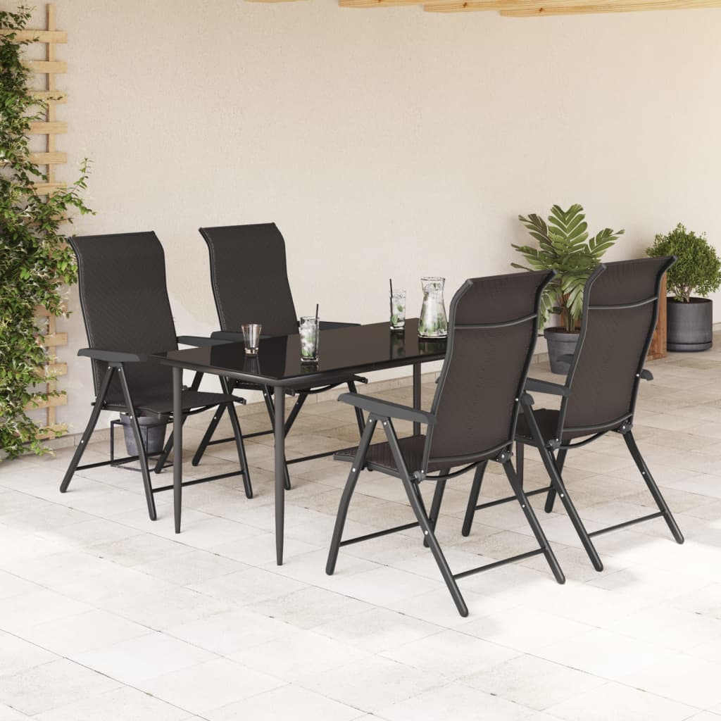 imagem de vidaXL Cadeiras de jardim dobráveis 4 pcs vime PE cor preto café4