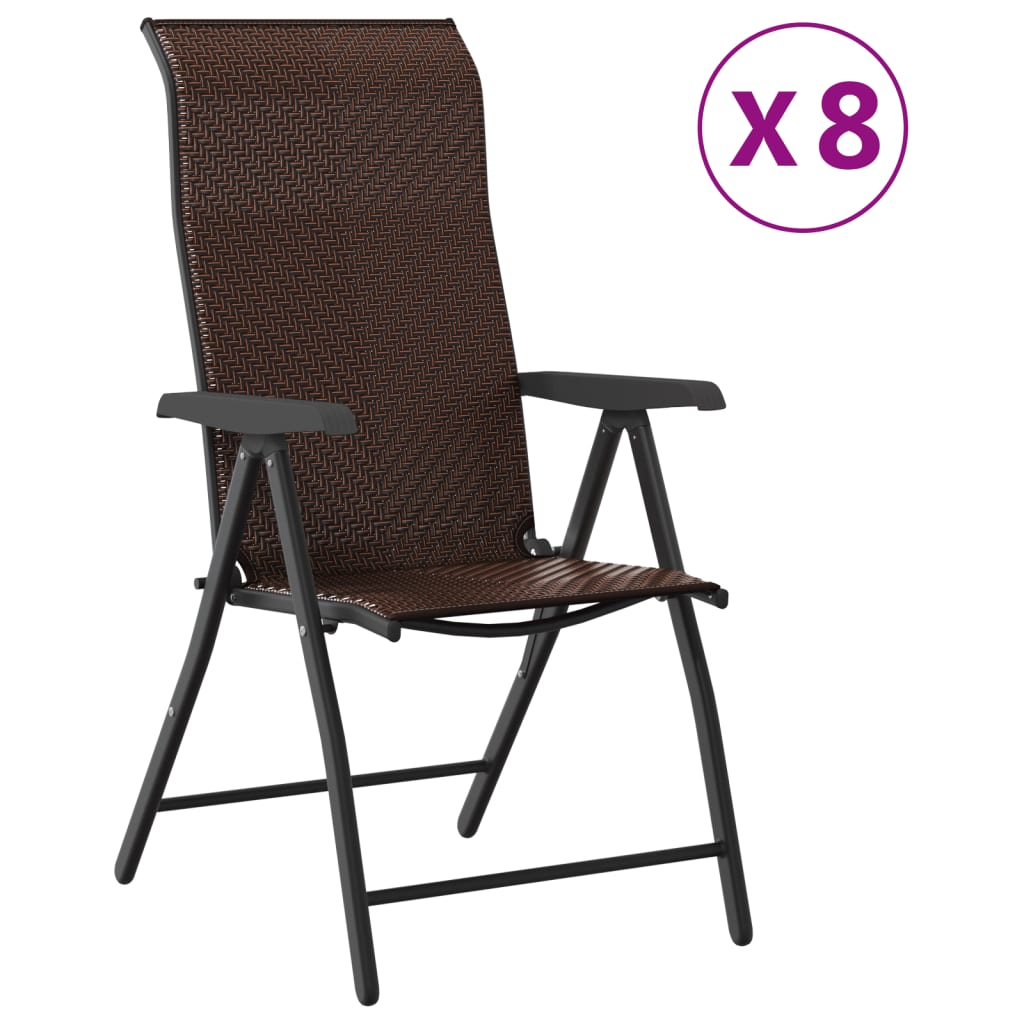 Thumbnail - vidaXL Gartenstühle 8 Stk. Klappbar Braun Poly Rattan