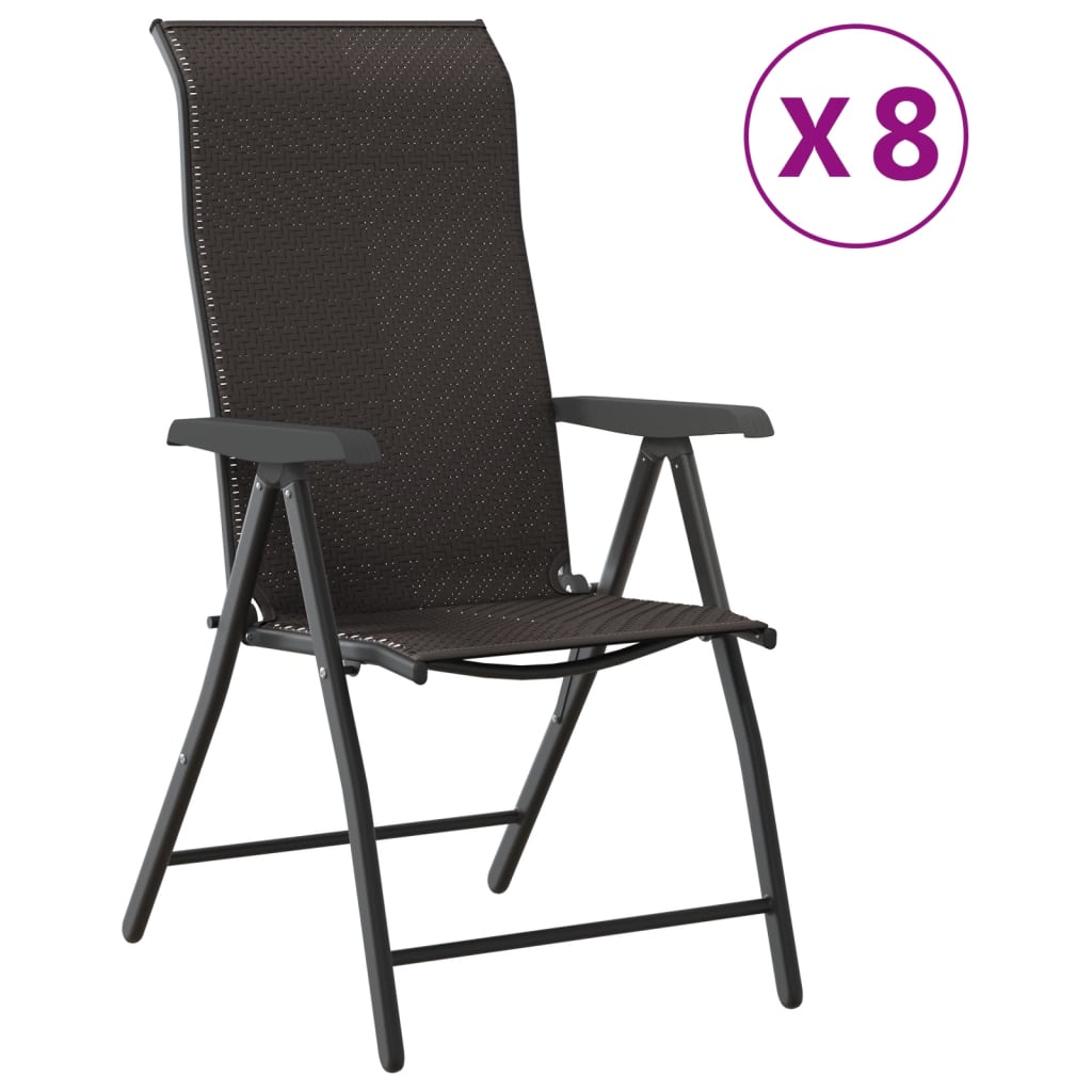 vidaXL Skládací zahradní židle 8 ks kávově černé polyratan
