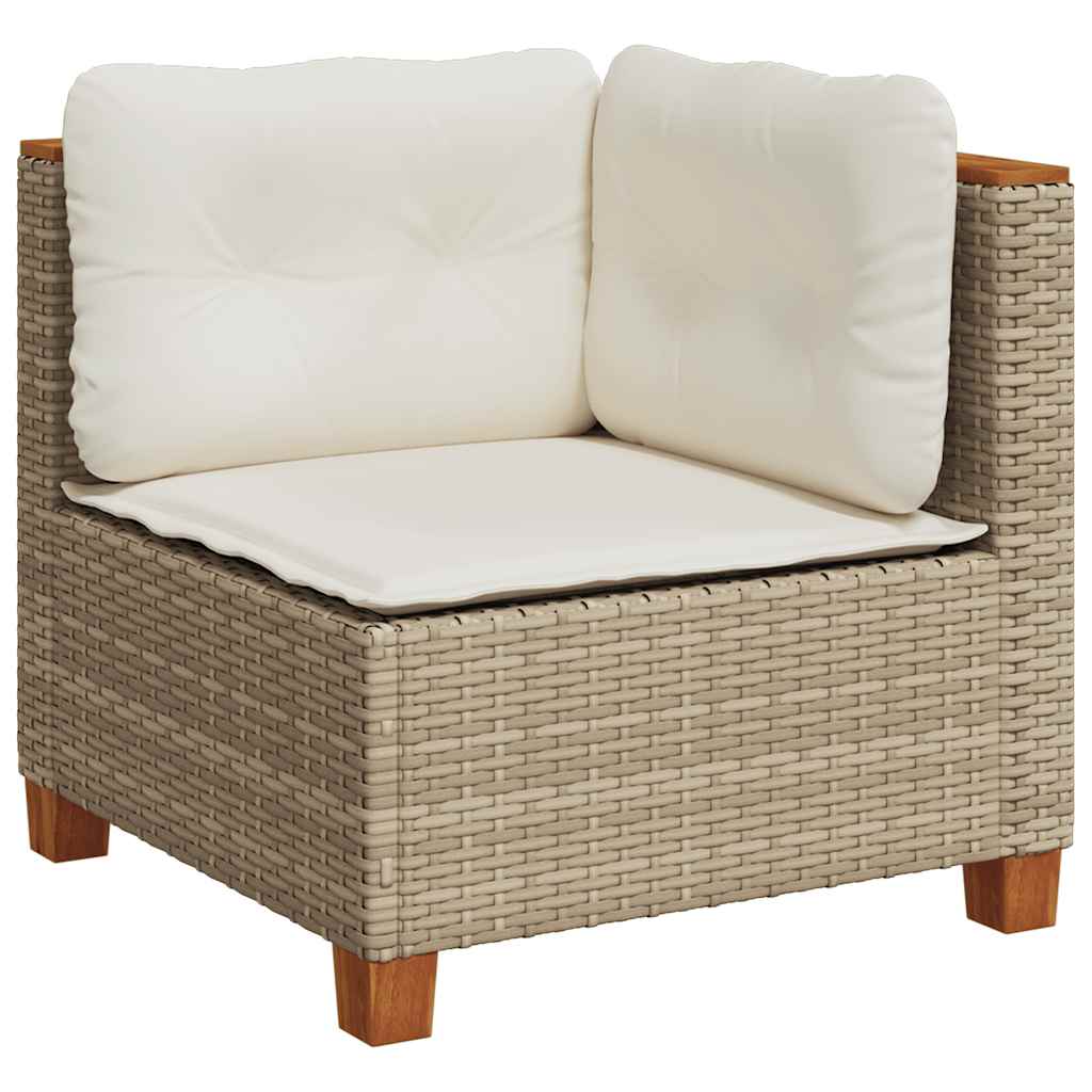 vidaXL 5-delige Loungeset met kussens poly rattan beige afbeelding