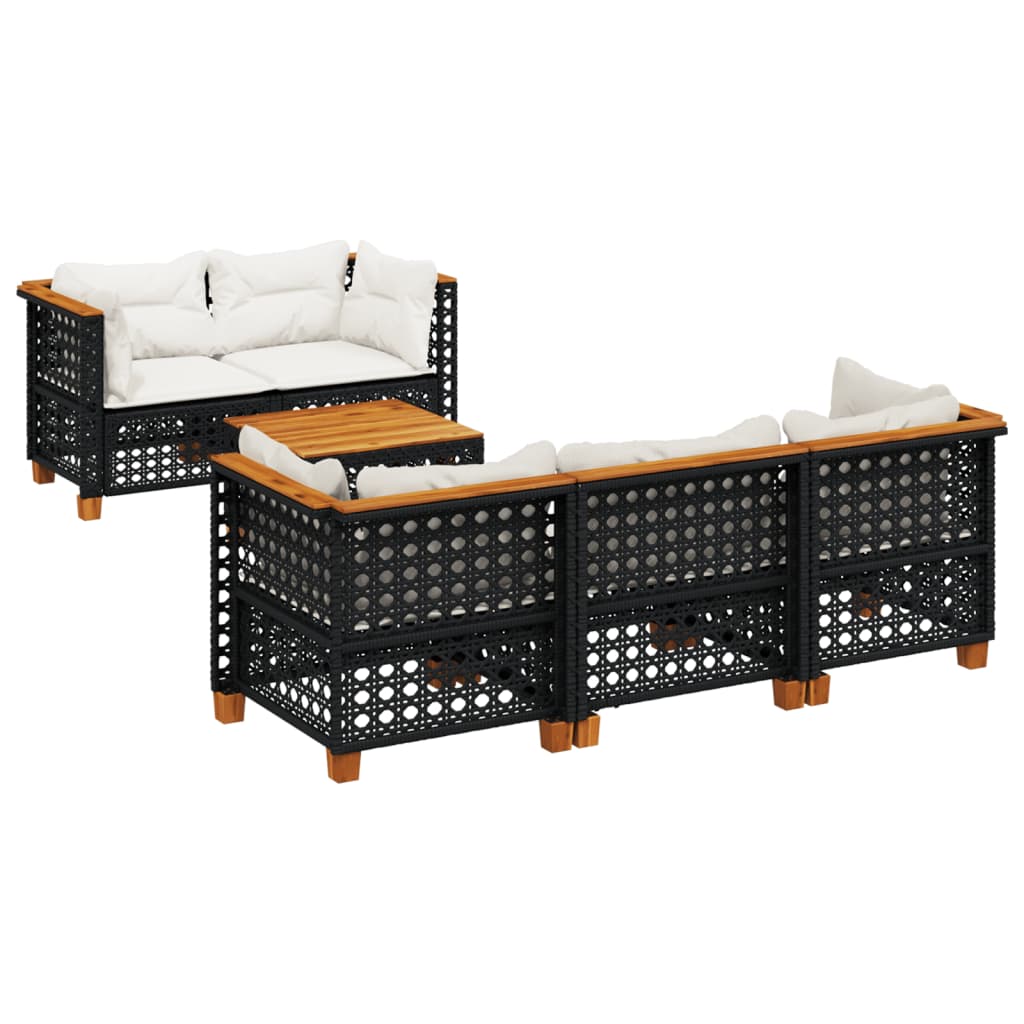 Thumbnail - vidaXL 6-tlg. Garten-Sofagarnitur mit Kissen Schwarz Poly Rattan