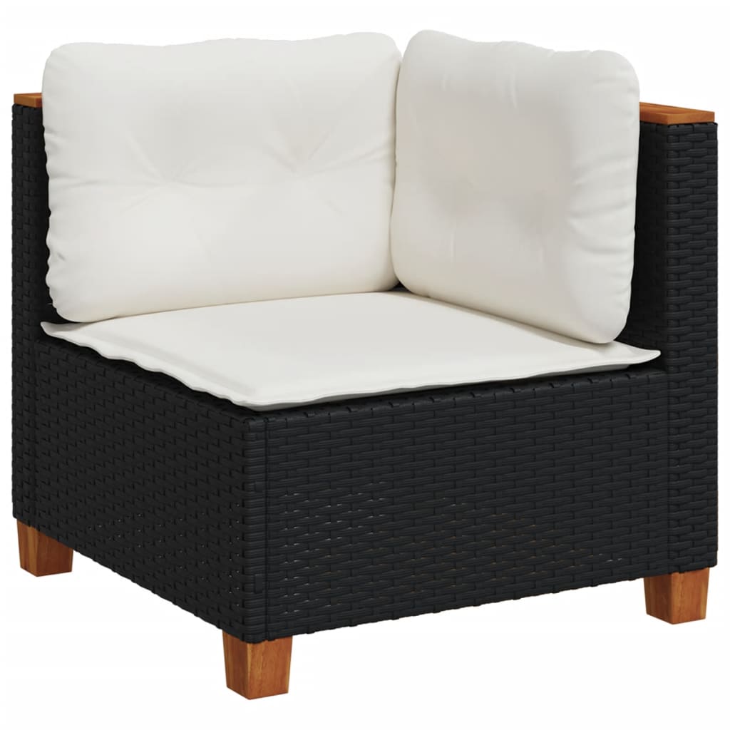 vidaXL 7-delige Loungeset met kussens poly rattan zwart afbeelding