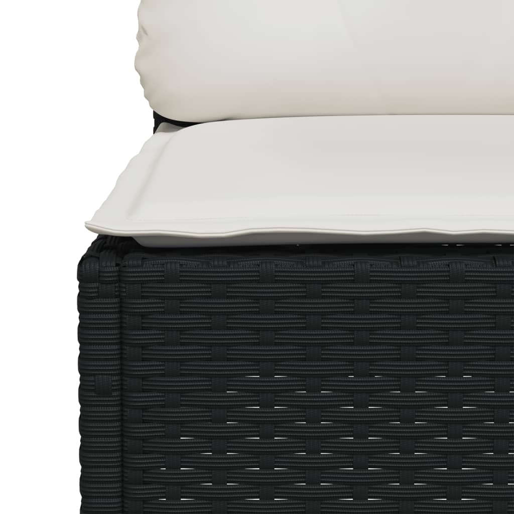 Zestaw wypoczynkowy rattan PE czarny 63,5x63,5x62 cm, kremowe poduszki