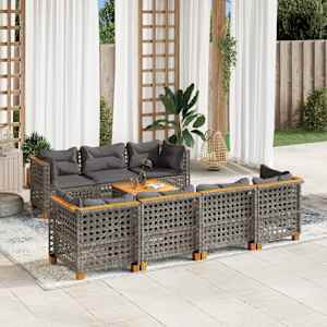 Vrtna sedežna garnitura 8-delna z blazinami siv poli ratan