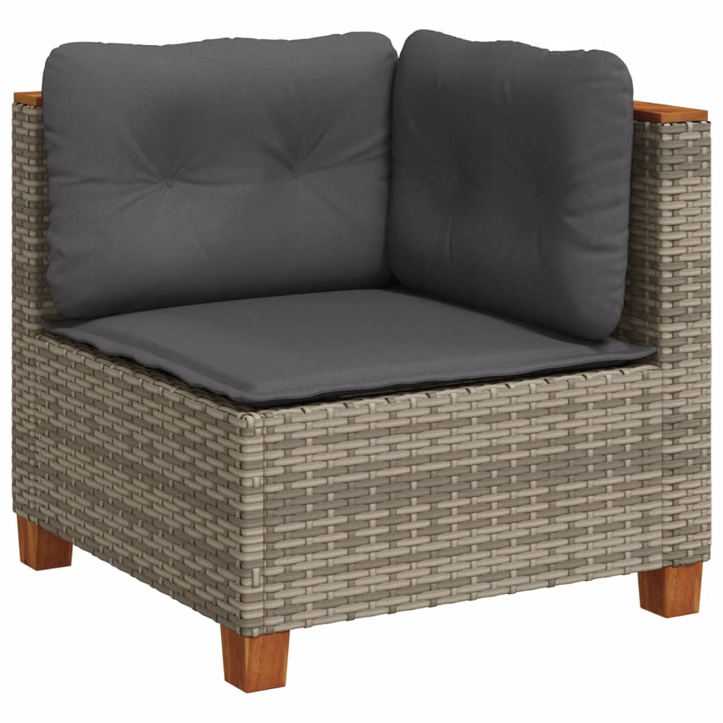 vidaXL 8-delige Loungeset met kussens poly rattan grijs afbeelding