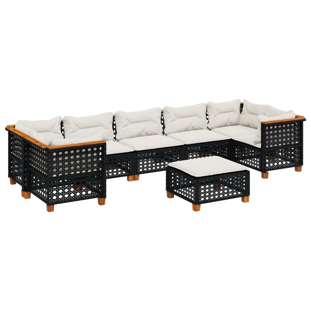 Thumbnail - vidaXL 8-tlg. Garten-Sofagarnitur mit Kissen Schwarz Poly Rattan