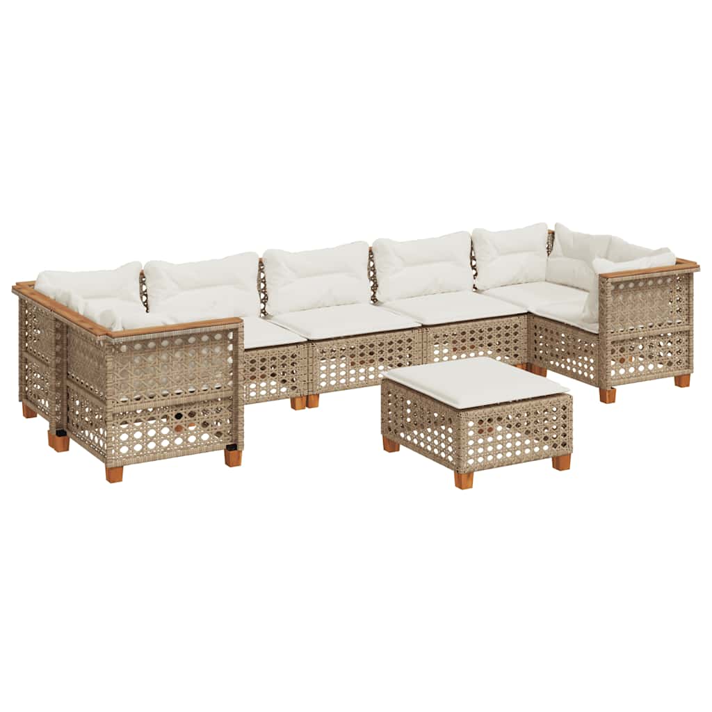 Thumbnail - vidaXL 8-tlg. Garten-Sofagarnitur mit Kissen Beige Poly Rattan