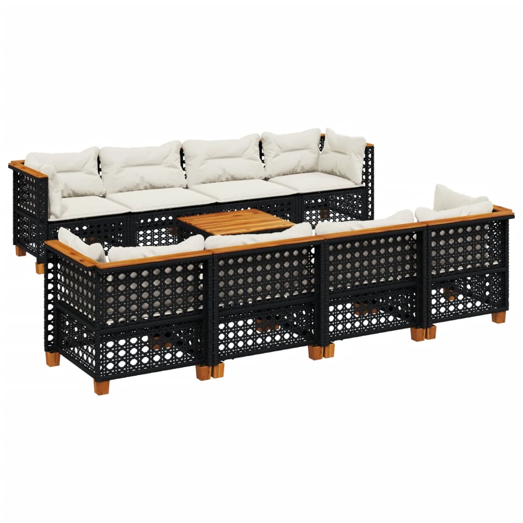 Thumbnail - vidaXL 9-tlg. Garten-Sofagarnitur mit Kissen Schwarz Poly Rattan