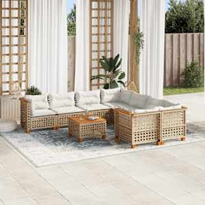 Vrtna garnitura 9-delna z blazinami bež poli ratan