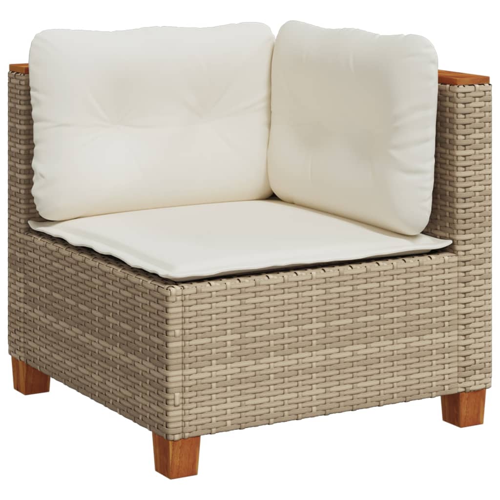 vidaXL 4-delige Loungeset met kussens poly rattan beige