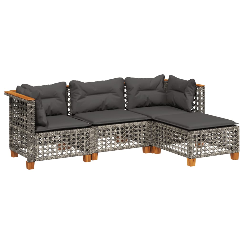 Thumbnail - vidaXL 4-tlg. Garten-Sofagarnitur mit Kissen Grau Poly Rattan