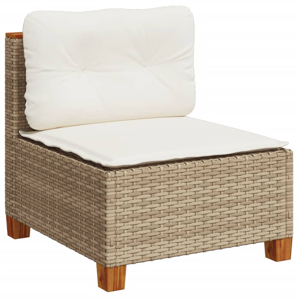 vidaXL 4-delige Loungeset met kussens poly rattan beige