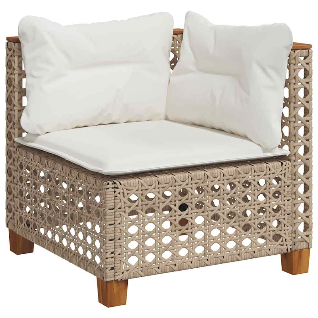 vidaXL 4-delige Loungeset met kussens poly rattan beige afbeelding