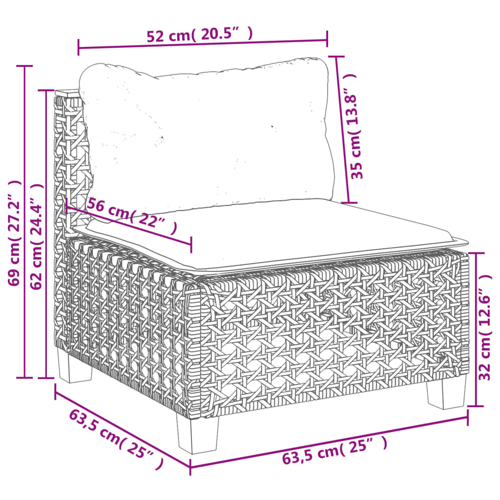 Zestaw wypoczynkowy rattan PE, szary, 63,5x63,5x62 cm
