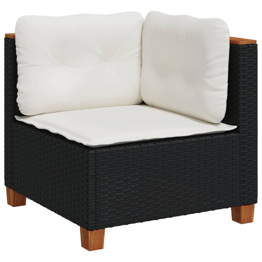 vidaXL 5-delige Loungeset met kussens poly rattan zwart afbeelding