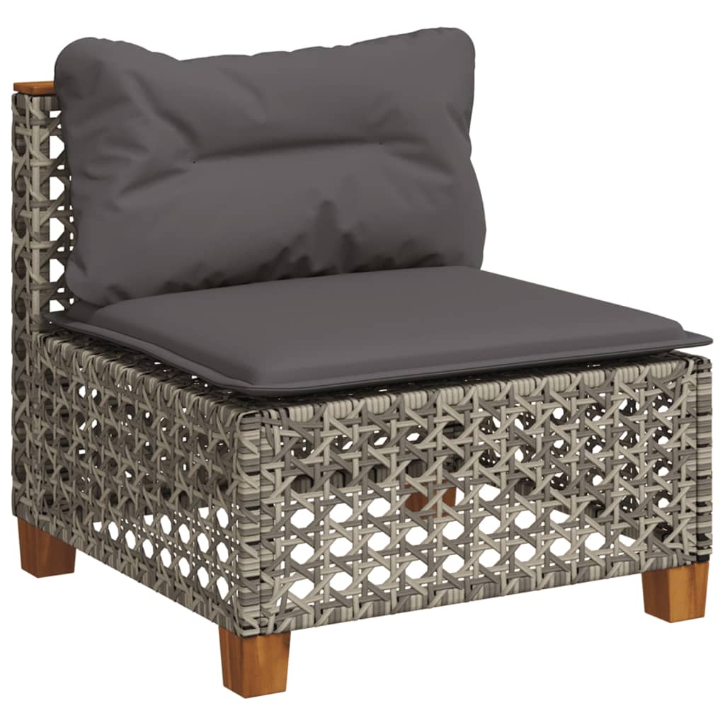vidaXL 5-delige Loungeset met kussens poly rattan grijs afbeelding