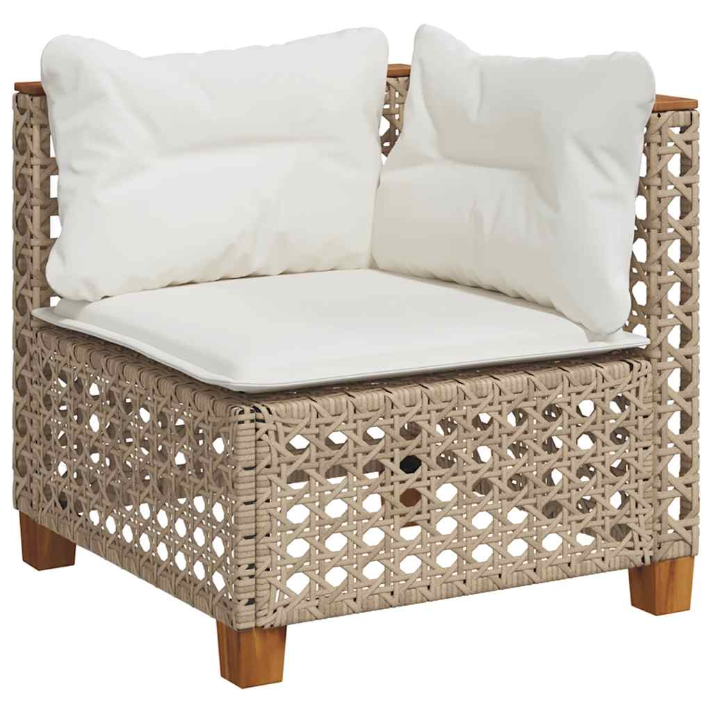 vidaXL 6-delige Loungeset met kussens poly rattan beige afbeelding