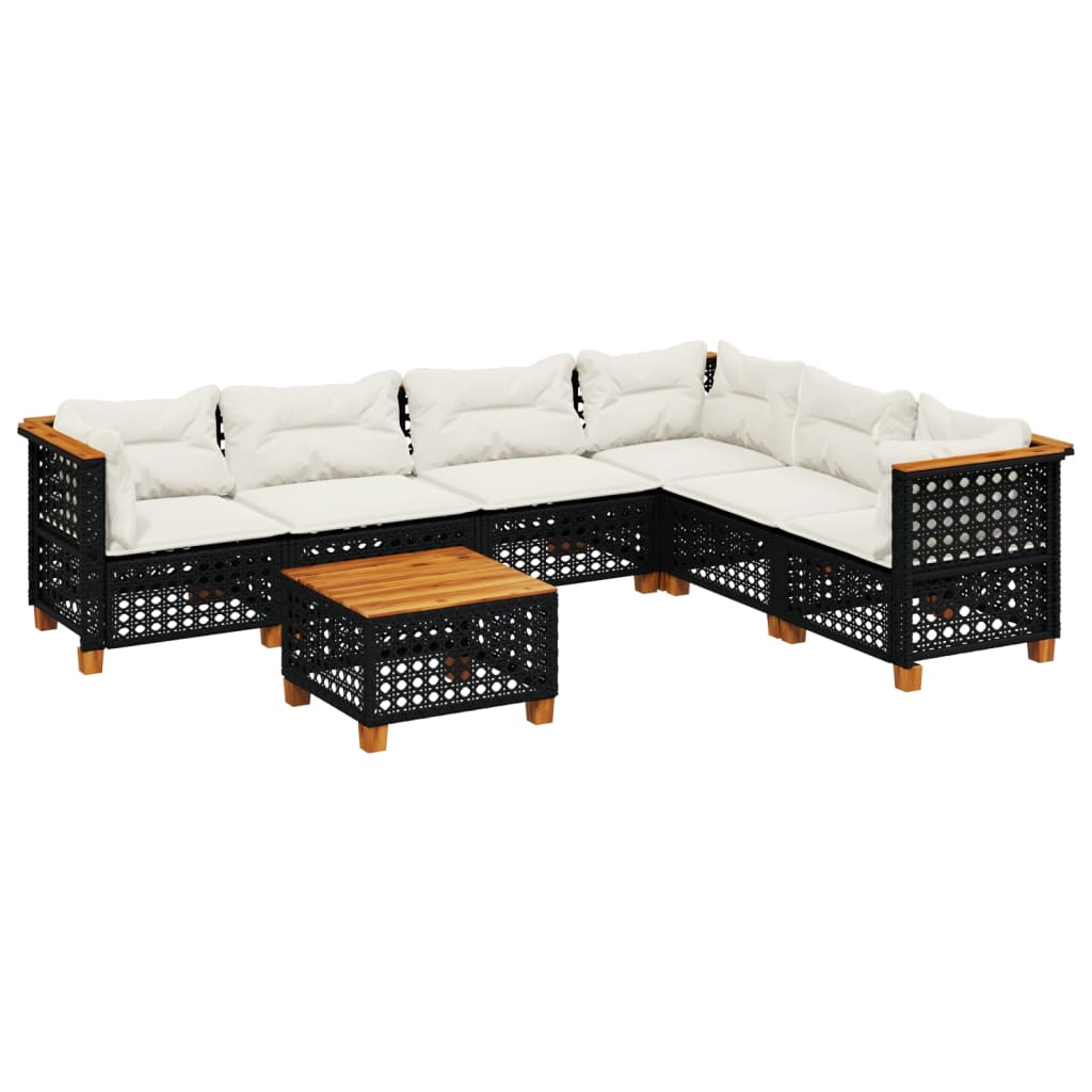 Thumbnail - vidaXL 7-tlg. Garten-Sofagarnitur mit Kissen Schwarz Poly Rattan