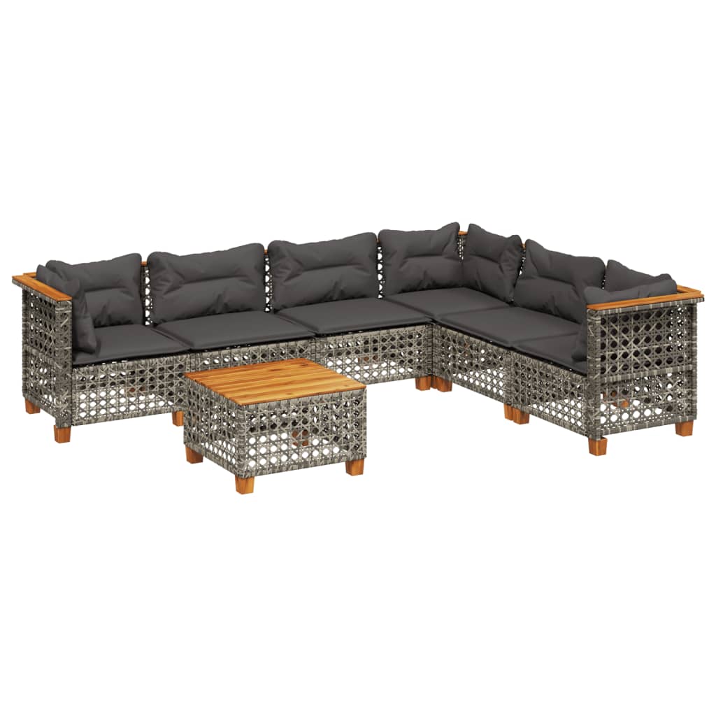 Thumbnail - vidaXL 7-tlg. Garten-Sofagarnitur mit Kissen Grau Poly Rattan