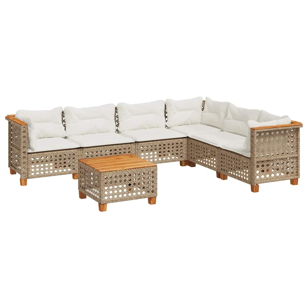 Thumbnail - vidaXL 7-tlg. Garten-Sofagarnitur mit Kissen Beige Poly Rattan