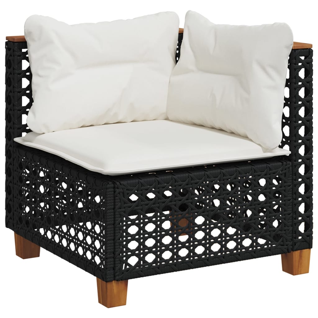 vidaXL 8-delige Loungeset met kussens poly rattan zwart afbeelding