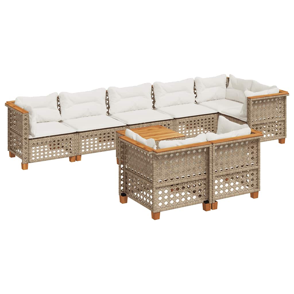 Thumbnail - vidaXL 9-tlg. Garten-Sofagarnitur mit Kissen Beige Poly Rattan