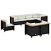 vidaXL 8-osaline aiadiivani komplekt patjadega, must, pol&uuml;rotang