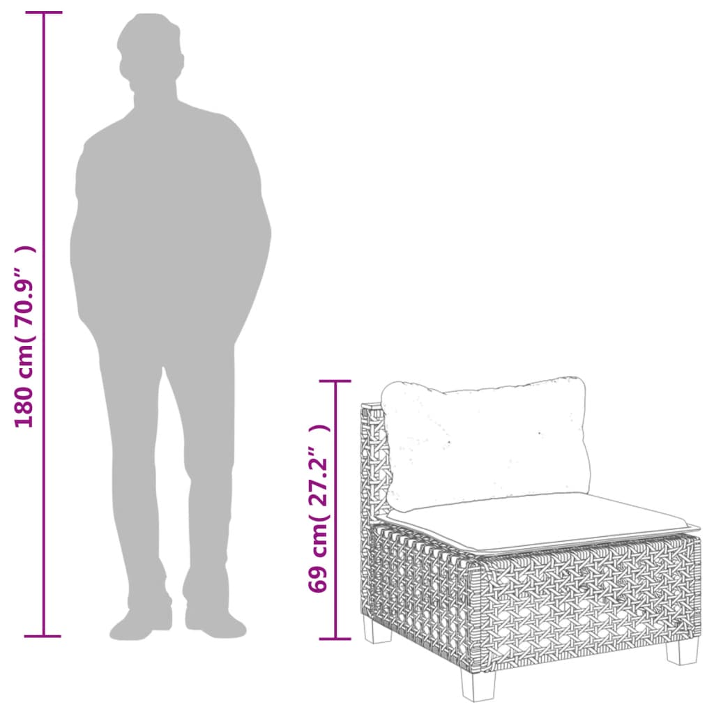 Zestaw wypoczynkowy rattan PE szary 63,5x63,5 cm, poduszki incl.