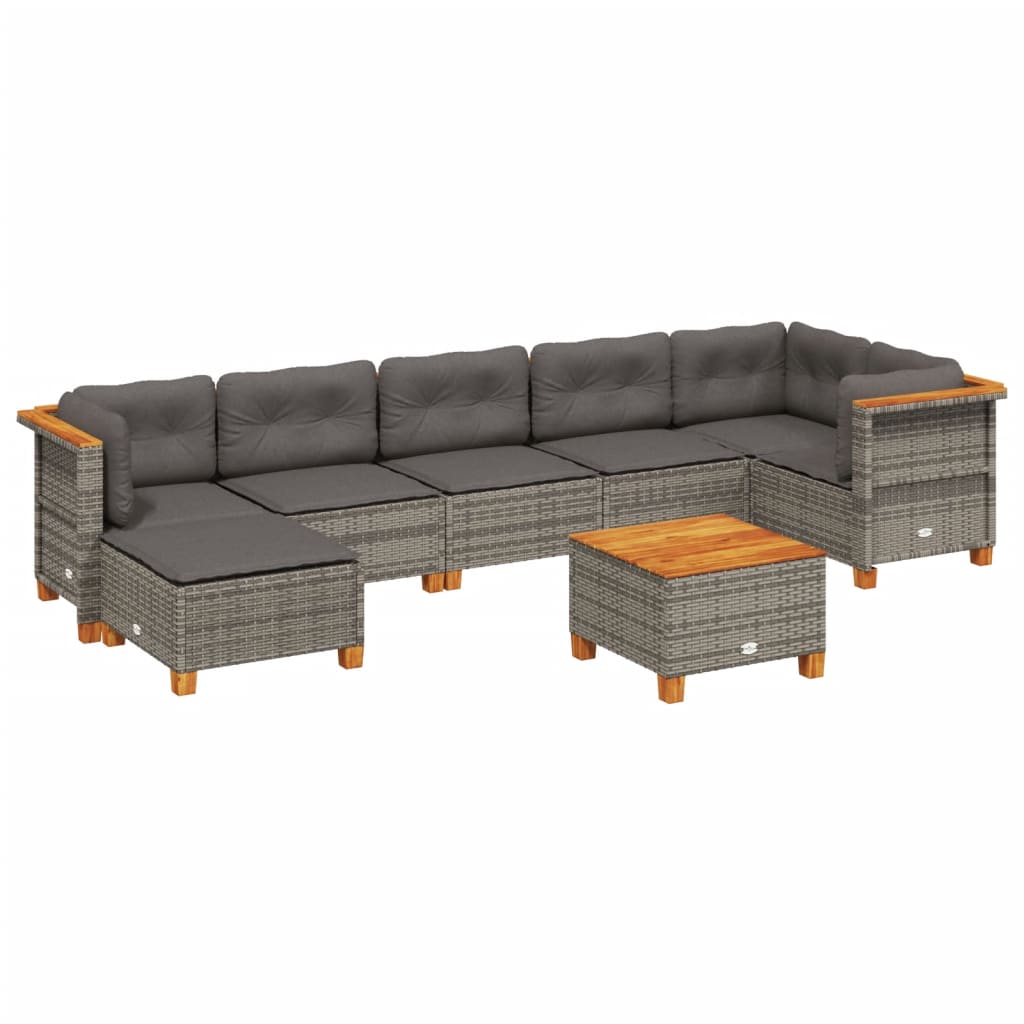 Thumbnail - vidaXL 8-tlg. Garten-Sofagarnitur mit Kissen Grau Poly Rattan