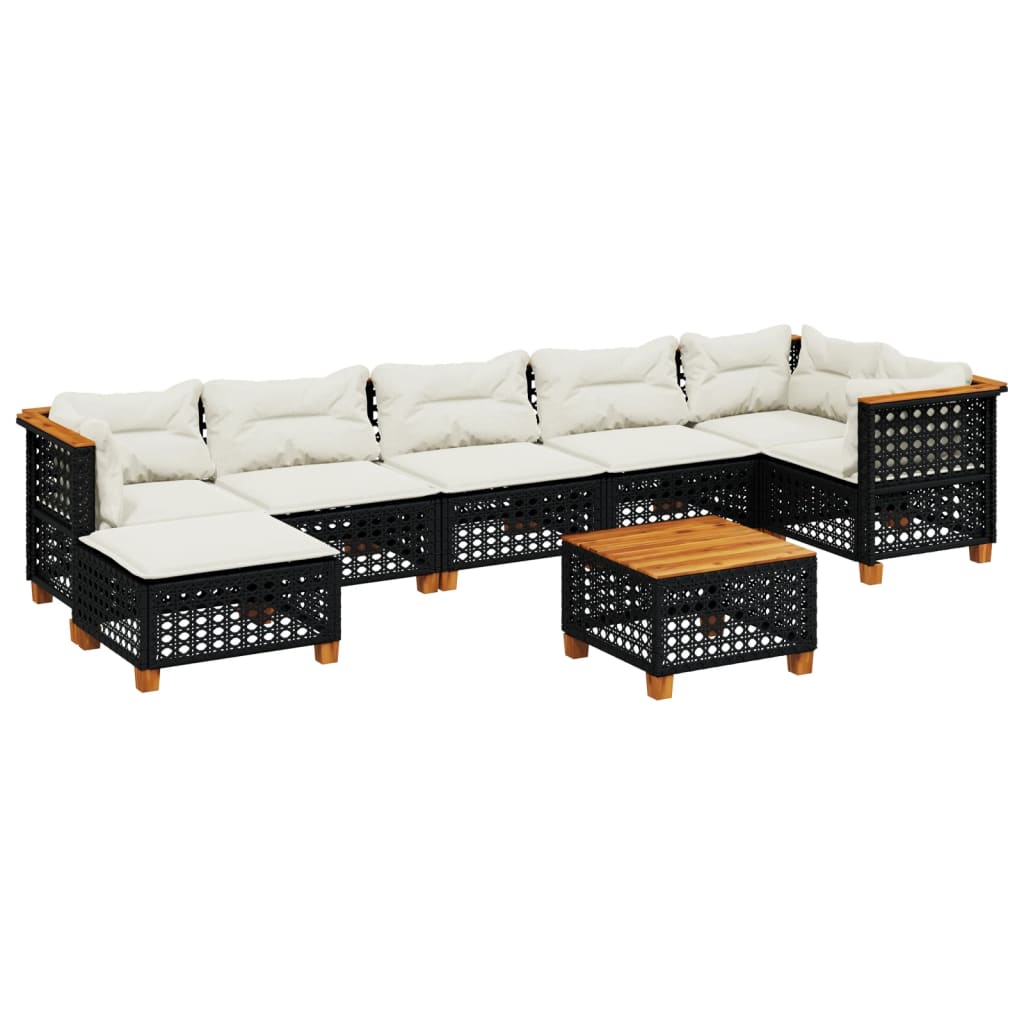 Thumbnail - vidaXL 8-tlg. Garten-Sofagarnitur mit Kissen Schwarz Poly Rattan