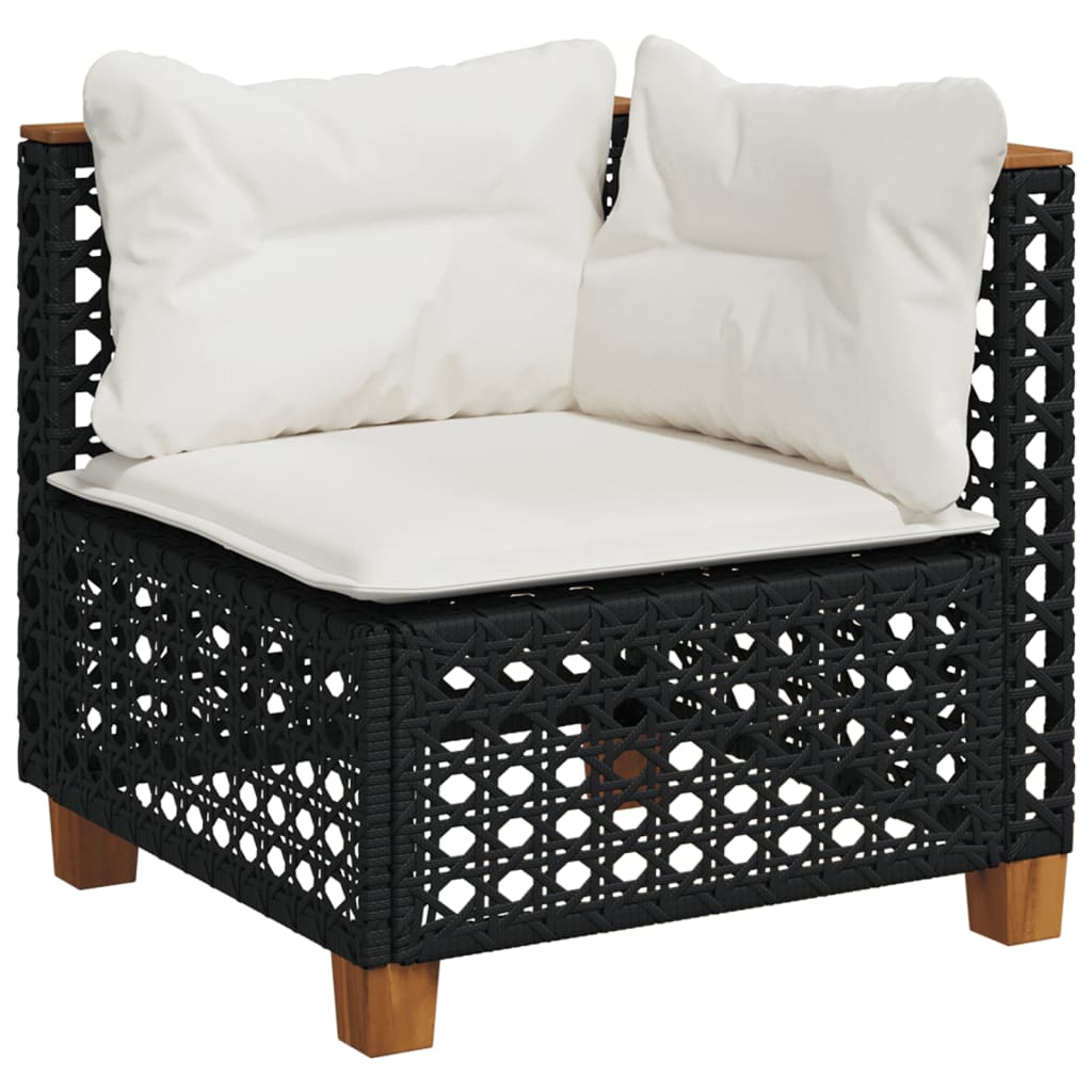 vidaXL 8-delige Loungeset met kussens poly rattan zwart afbeelding