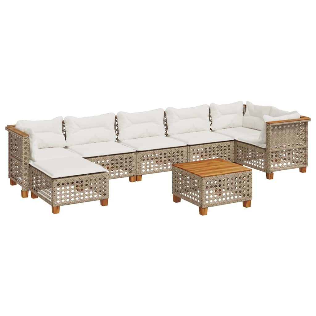 Thumbnail - vidaXL 8-tlg. Garten-Sofagarnitur mit Kissen Beige Poly Rattan
