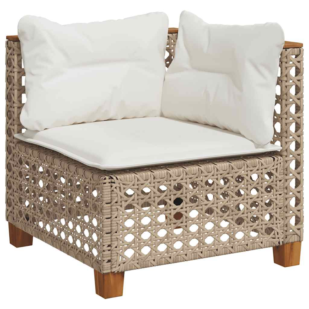 vidaXL 8-delige Loungeset met kussens poly rattan beige afbeelding