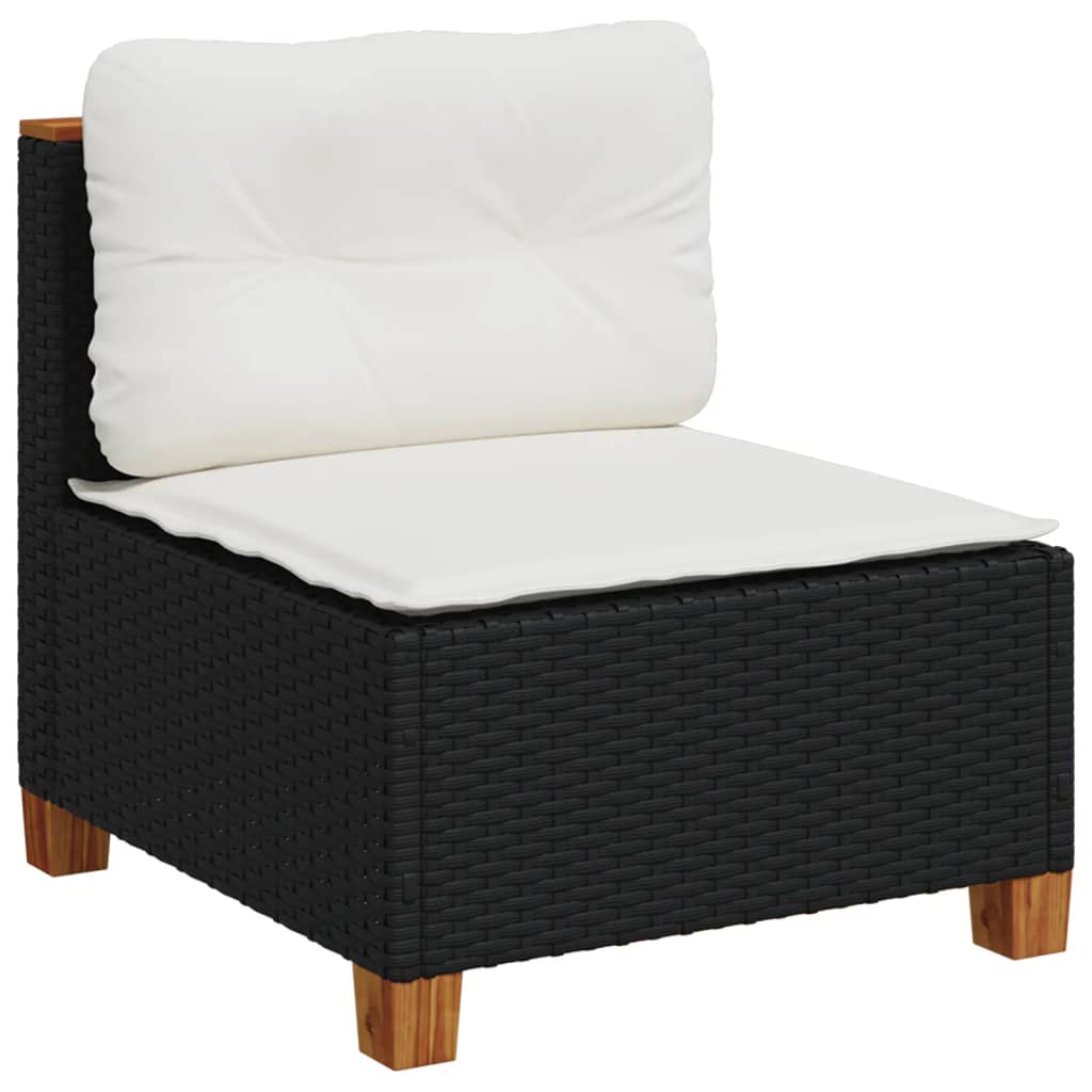 vidaXL 7-delige Loungeset met kussens poly rattan zwart afbeelding