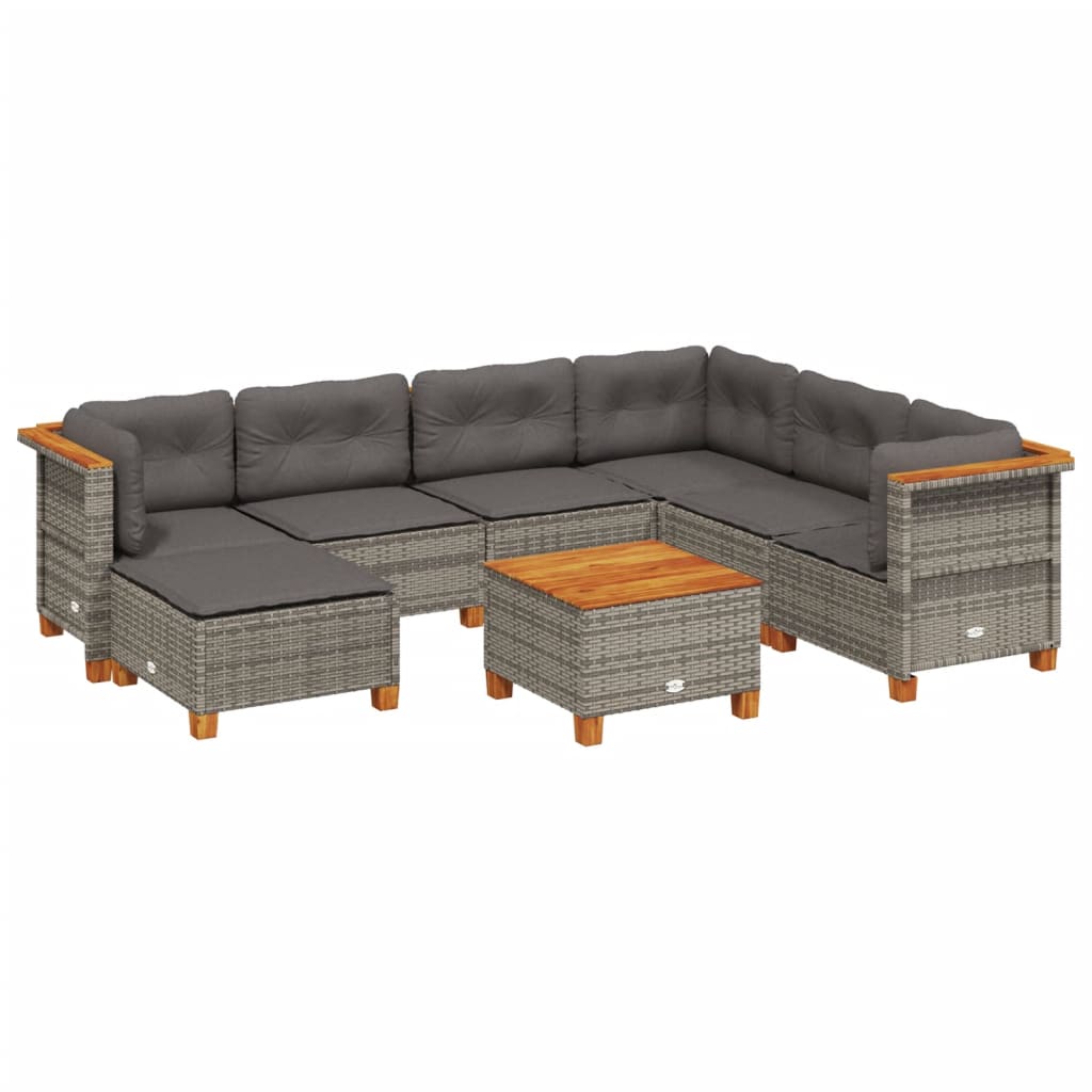 Thumbnail - vidaXL 8-tlg. Garten-Sofagarnitur mit Kissen Grau Poly Rattan