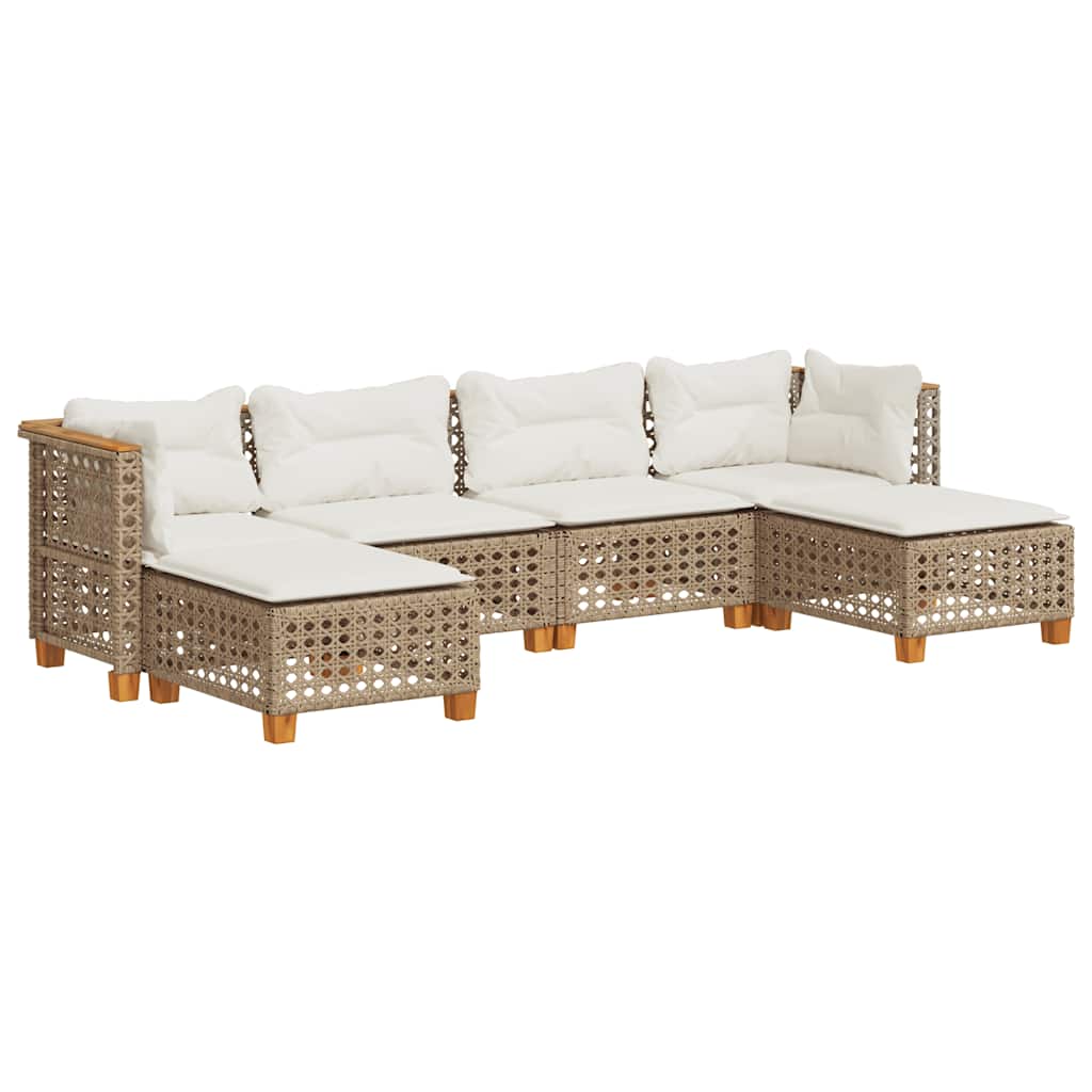 Thumbnail - vidaXL 6-tlg. Garten-Sofagarnitur mit Kissen Beige Poly Rattan